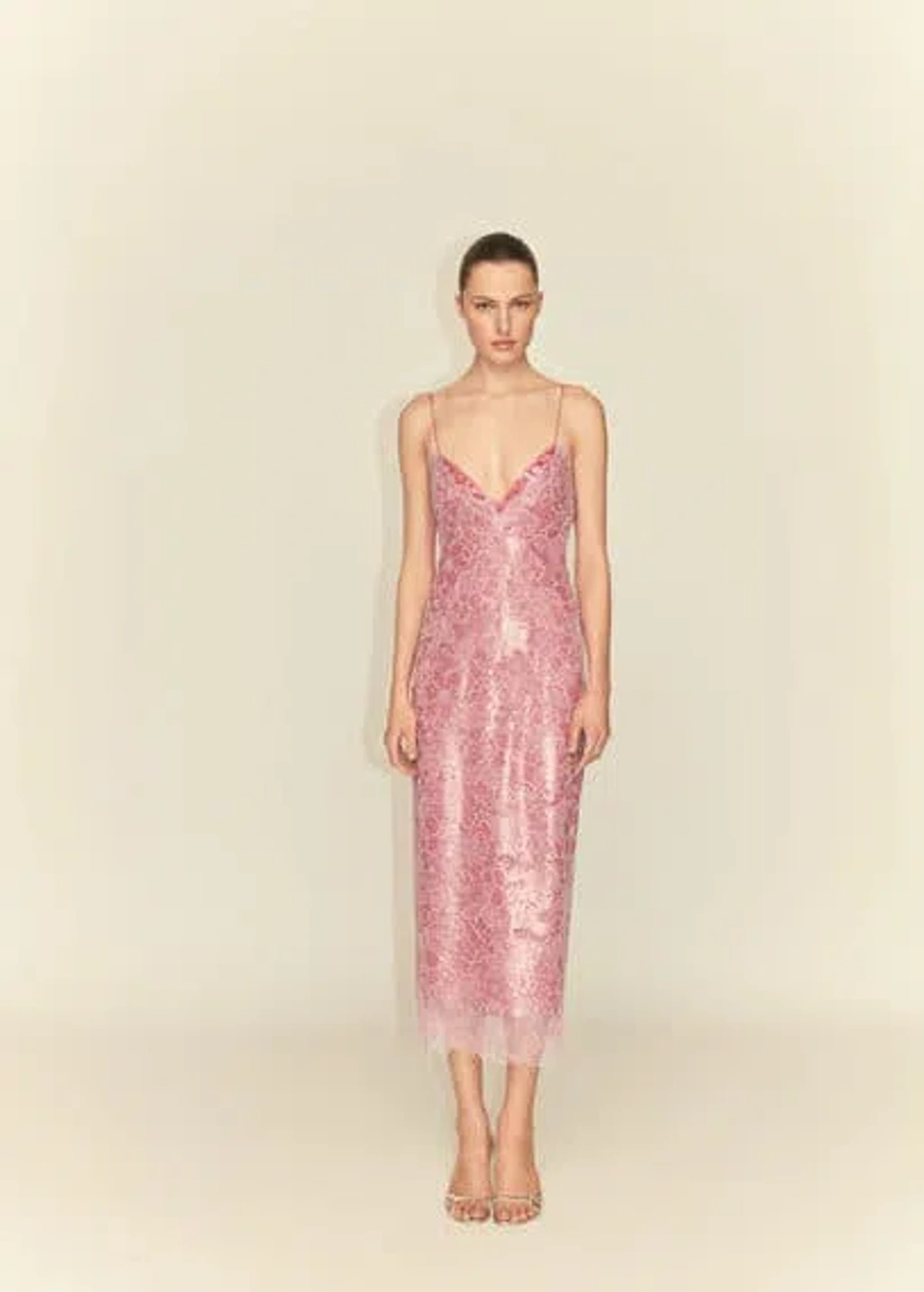 black silk slip dress with lace L'agence Fenna Silk Lace Dress In Black main image 1