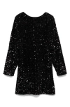 Mango Sequin Long Sleeve Minidress In Black