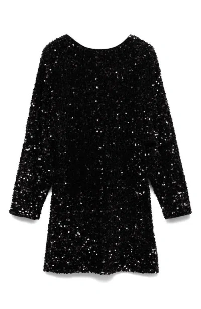 Mango Sequin Long Sleeve Minidress In Black