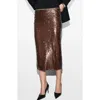 Mango Sequin Midi Skirt Medium Brown In Brown