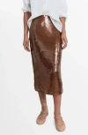 Mango Sequin Midi Skirt In White
