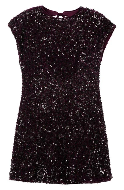 Mango Sequin Open Tie Back Minidress In Burgundy