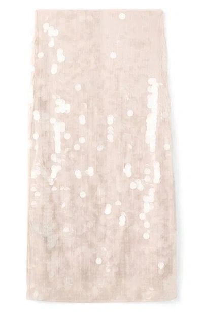 Mango Sequin Paillette Midi Skirt In Neutral