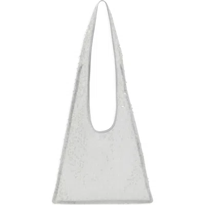 Mango Sequin Shoulder Bag In White