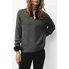 Mango V-neck Sequin Sweater Charcoal In Gray