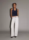 Mango Sequined Halter Top In Blue
