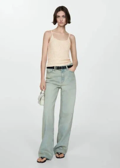Mango Catherin Raw Hem High Waist Culotte Jeans In Ecru
