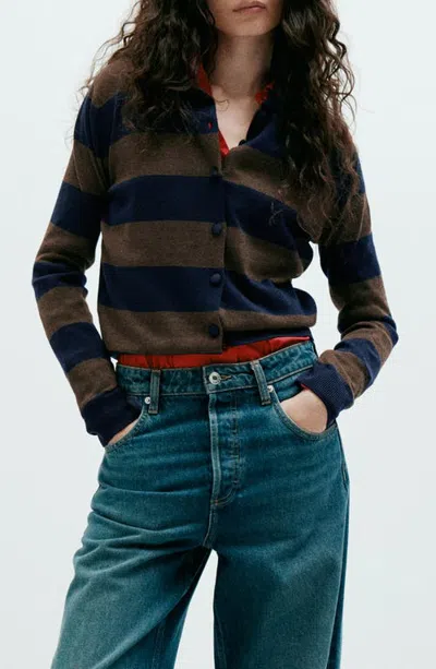 Mango Sergi Polo Cardigan In Brown