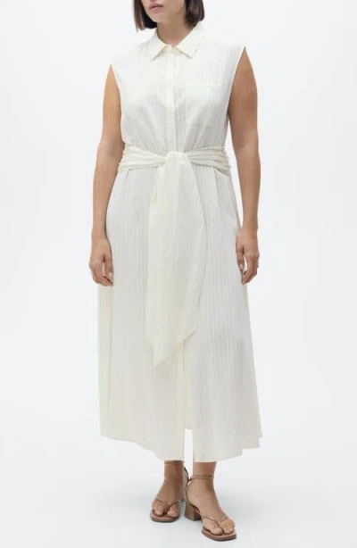 Mango Sero Sleeveless Shirtdress In Ecru