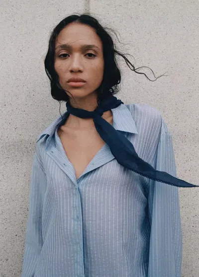 Mango Set Of 2 Combined Scarves In Blue
