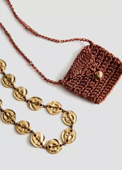 Mango Set Of 2 Mixed Knit Necklaces In Gold