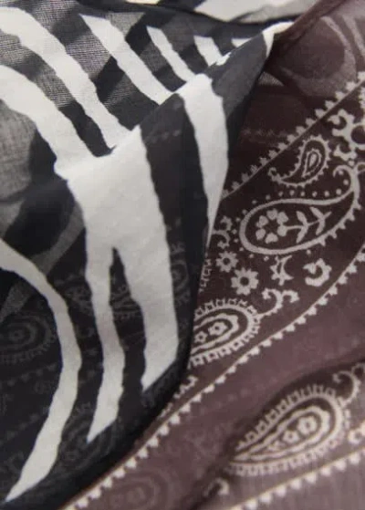 Mango Set Of 2 Printed Handkerchiefs Black In Brown