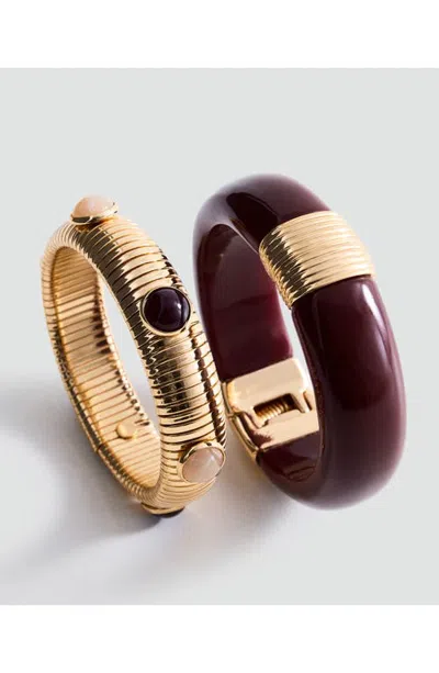 Mango Set Of 2 Resin & Goldtone Bangle Bracelets