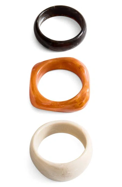 Mango Set Of 3 Combined Acrylic Bracelets In Orange