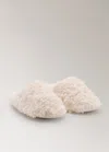Mango Faux Shearling Slipper In White