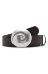 Mango Shell Buckle Leather Belt In Black