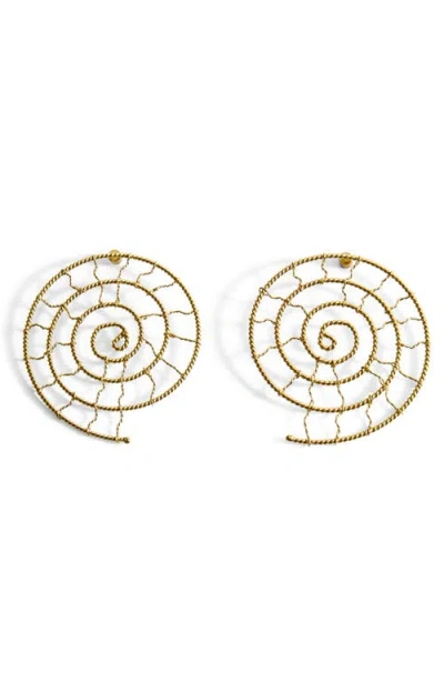 Mango Shell Designe Drop Earrings In Gold