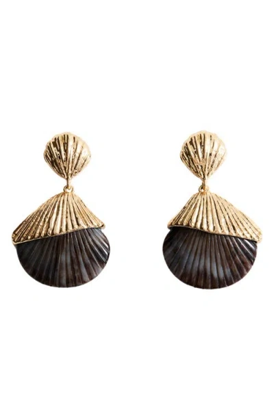 Mango Shell Drop Earrings In Gold