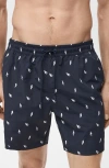 Mango Shell Embroidered Swim Trunks In Blue