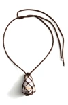 Mango Shell Pendant Cord Necklace In Brown