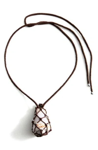 Mango Shell Pendant Cord Necklace In Brown