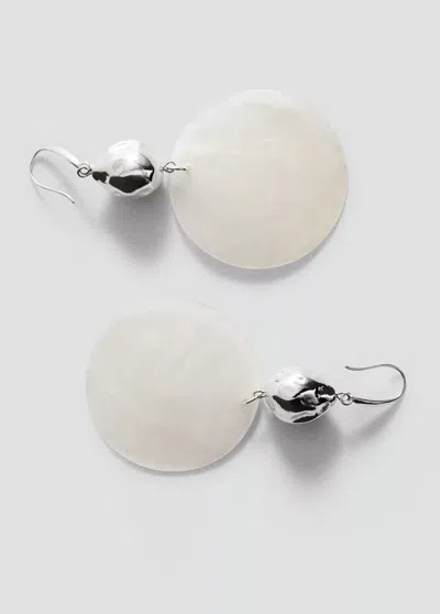 Mango Shell Pendant Earrings In Silver