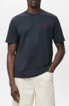 Mango Shellfish Embroidery Crewneck T-shirt In Blue
