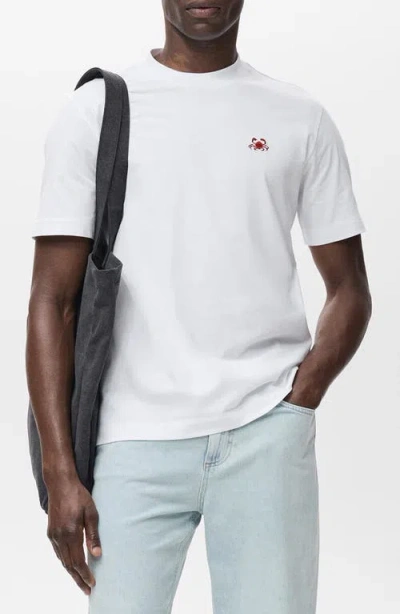 Mango Shellfish Embroidery Crewneck T-shirt In White