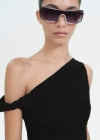Mango Shield Sunglasses Gold In Gold