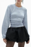 Mango Open Back Lurex Sweater Blue In Blue