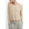 Mango Shimmer V-neck Sweater In Neutral