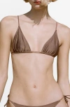 Mango Shiny Bikini Top In Brown