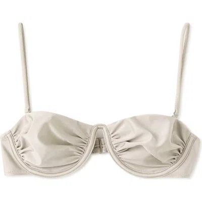 Mango Shiny Bikini Top In Gray