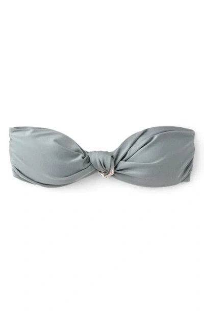 Mango Shiny Finish Bandeau Swim Top In Gray