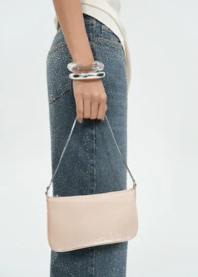 Mango Shiny Finish Chain Bag Beige