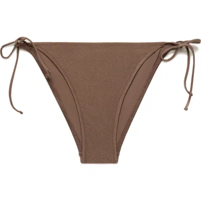 Mango Shiny Side Tie Swim Bottoms In Brown