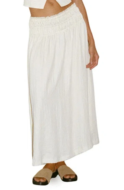 Mango Shirred Maxi Skirt In White