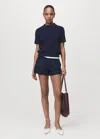 Mango High Waist Denim Shorts In Blue