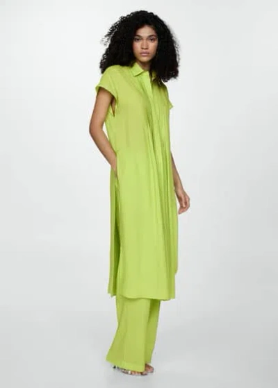 Mango Shirt Dress With Slits Green