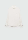 Mango Regular Ramie Shirt Pocket White In Ecru