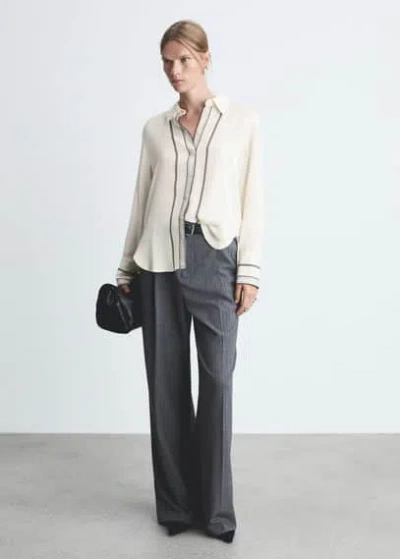 Mango Shirt With Contrasting Details Off White