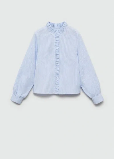 Mango Kids' Shirt With Ruffle Detail Blue