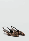 Mango Leopard Print Pointed Toe Slingback Pump In Black