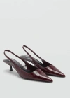 MANGO CROCODRILE KITTEN-HEEL SHOES BURGUNDY