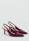 Mango Pointed Shoes With Patent Leather Effect Burgundy In Burgundy