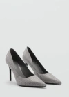 Mango Rhinestone Heel Pump In Silver