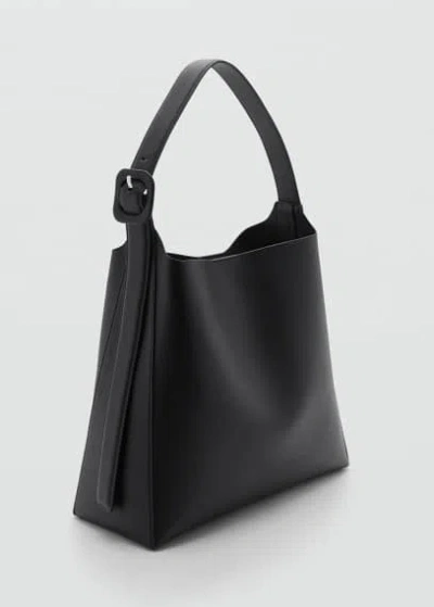 Mango Shopper Bag With Buckle Black In Black