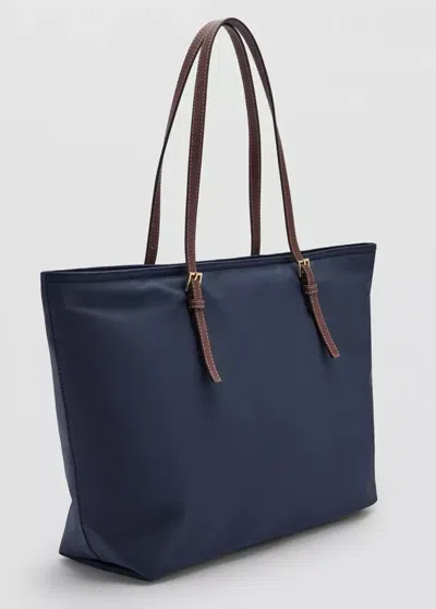 Mango Shopper Bag With Buckle Details In Blue