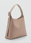Mango Faux Leather Shopper Bag With Buckle Detail In Marron Clair/pastel
