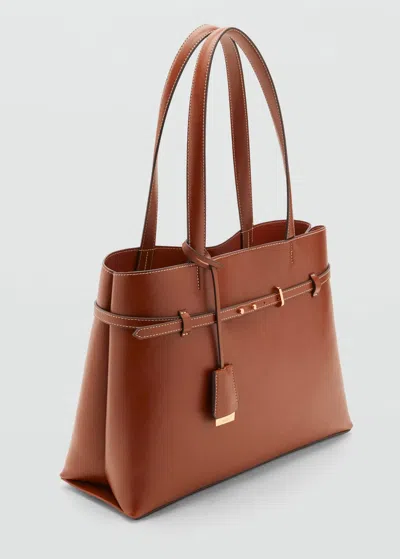 Mango Sac Cabas À Breloque Marron Moyen - Femme - Taille Unique -  In Brown